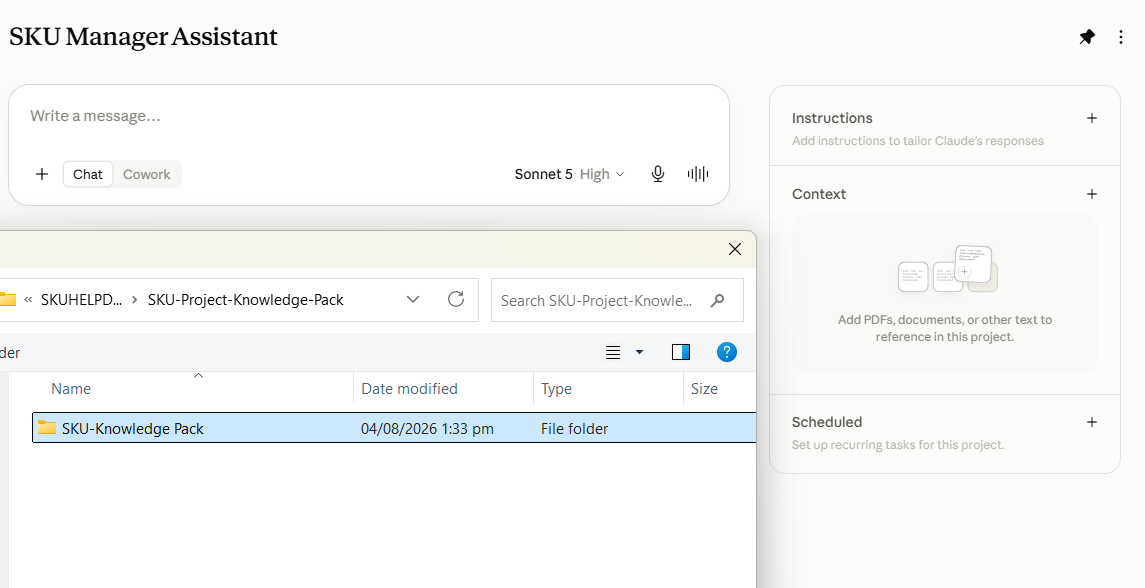 All the package files loaded under Context