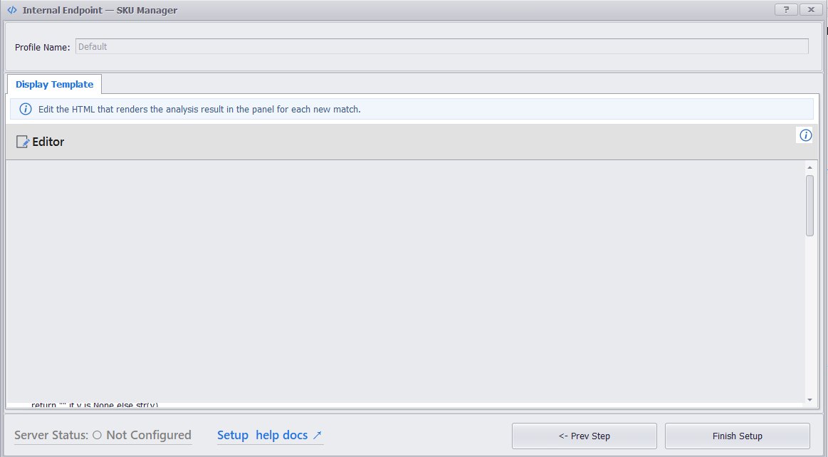 The display template pasted into the Editor