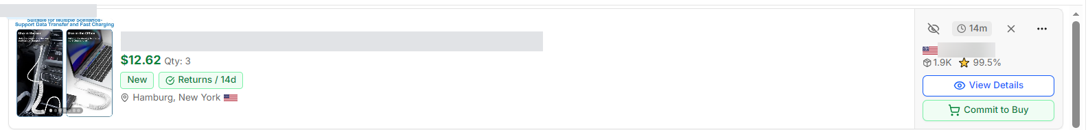 A results card with the green Commit to Buy button next to View Details