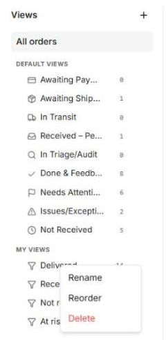 Sidebar right-click menu on a view